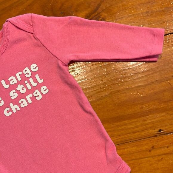 NWOT 3m Okie Dokie pink sleeve body suit onesie “not large but still in charge” - Picture 5 of 12